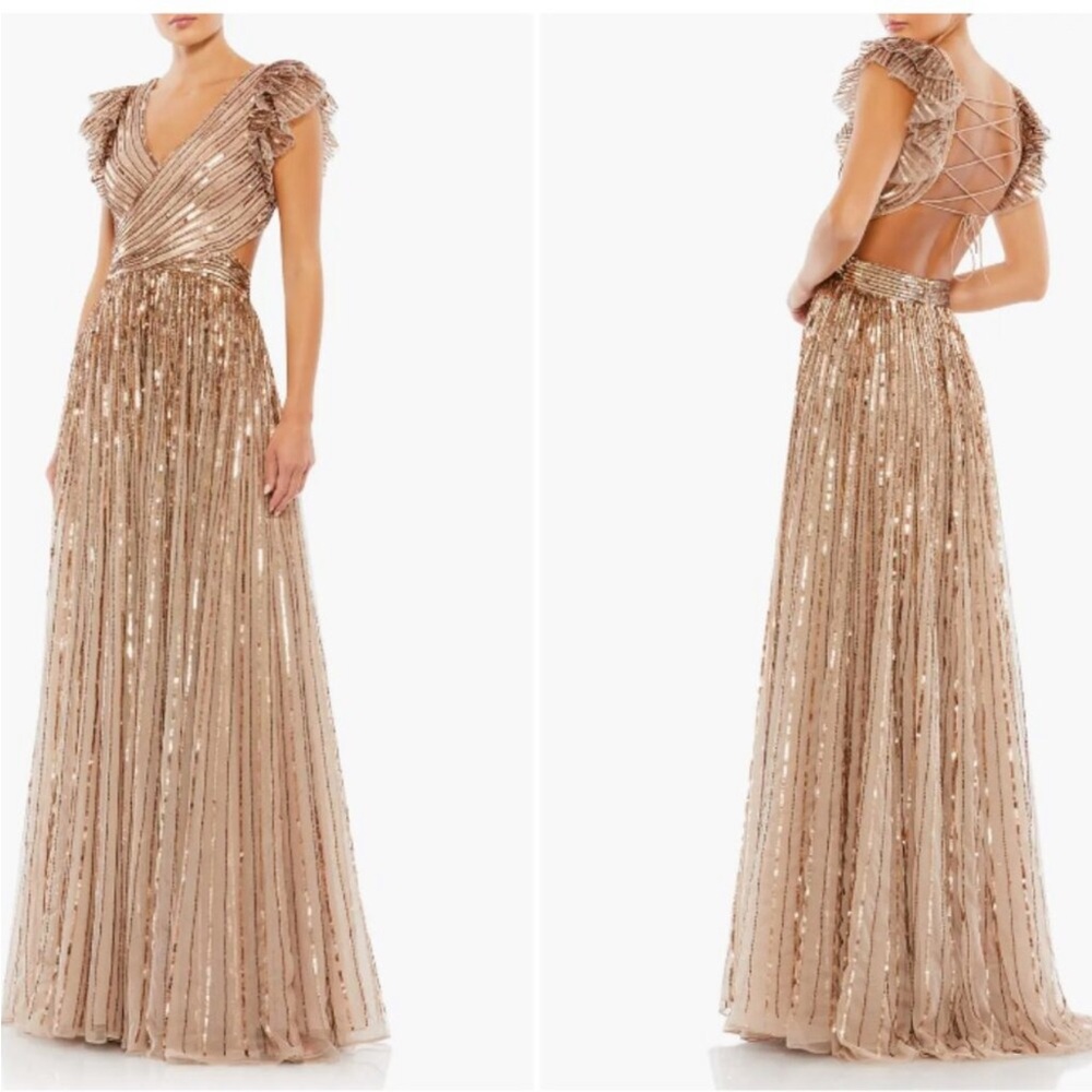 Mac Duggal Gold Sequin Gown